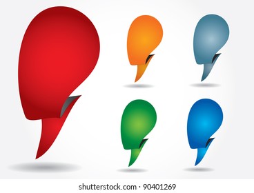 Abstract editable color strip sticker collection with shadow and background