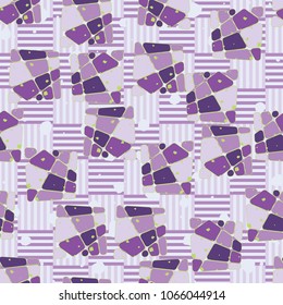 Abstract editable pattern. Broken quadrangles. Multicolored. Checkered background.