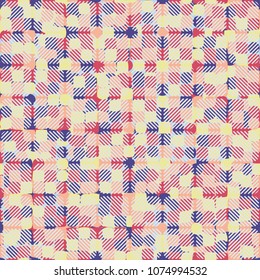 Abstract editable pattern. Circles, squares and transitional figures. A grid of diagonal strokes.