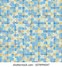 Abstract editable pattern. Circles, squares and transitional figures. A grid of diagonal strokes.