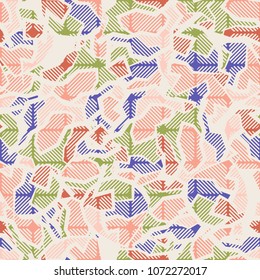 Abstract editable pattern. Color chaotic spots covered with a grid. Fashionable camouflage. Designer texture.