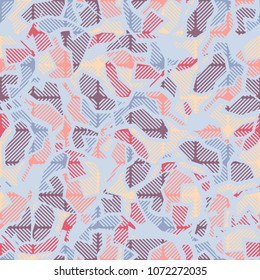 Abstract editable pattern. Color chaotic spots covered with a grid. Fashionable camouflage. Designer texture.