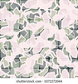 Abstract editable pattern. Color chaotic spots covered with a grid. Fashionable camouflage. Designer texture.