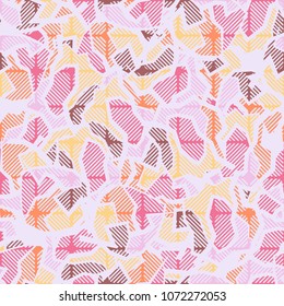 Abstract editable pattern. Color chaotic spots covered with a grid. Fashionable camouflage. Designer texture.