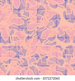 Abstract editable pattern. Color chaotic spots covered with a grid. Fashionable camouflage. Designer texture.