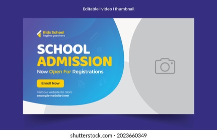 Abstract Editable thumbnail design for any videos. Kids school education admission customizable video thumbnail and web banner design. Video cover photo template, Creative Layout.