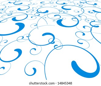 Abstract editable vector background of blue twirl shapes