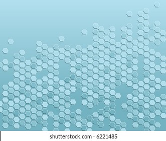 Abstract editable vector background of blue hexagons