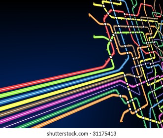 Abstract editable vector background of a subway map