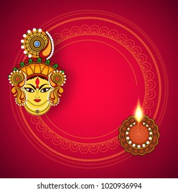 Abstract editable vector for Hindu festival Chaitra Navratri 2018 , used as greeting card , poster , banner and flyer with beautiful rangoli background and subh navratri text