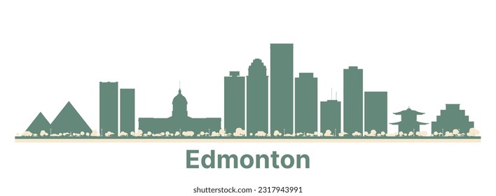 Abstract Edmonton Canada City Skyline with Color Buildings. Vector Illustration. Business Travel and Tourism Concept with Modern Architecture.