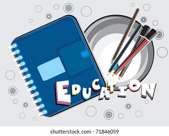abstract education background with diary, pencils