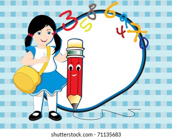 abstract education background with girl holding pencil