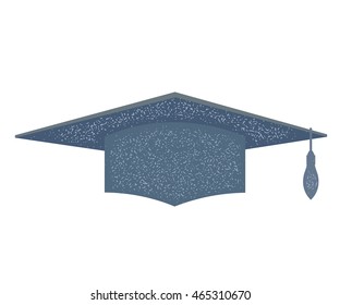 Abstract Education Cap with retro texture on White Background. Graduation student hat. Stock vector illustration
