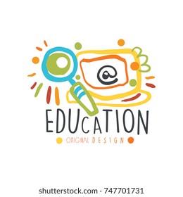 Abstract education day label design concept