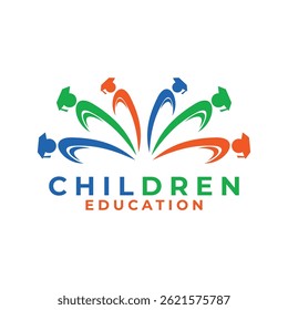 Abstract Education logo design vector template. Colorful people logo design vector icon