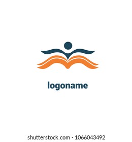 Abstract education logo icon vector design. College, school, university vector logo. Vector illustration, Graphic Design Editable Design. Man with a book web icon.