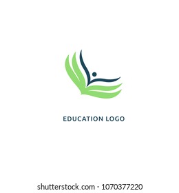 Abstract education logo icon vector design. College, school, university vector logo. Vector illustration, Graphic Design Editable Design. Man with a book web icon.