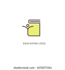 Abstract education logo icon vector design. College, school, university vector logo. Vector illustration, Graphic Design Editable Design. Man with a book web icon.