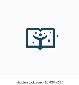 Abstract education logo icon vector design. College, school, university vector logo. Vector illustration, Graphic Design Editable Design. Man with a book web icon.