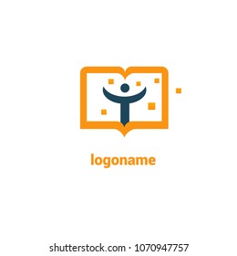 Abstract education logo icon vector design. College, school, university vector logo. Vector illustration, Graphic Design Editable Design. Man with a book web icon.