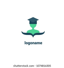 Abstract education logo icon vector design. College, school, university vector logo. Vector illustration, Graphic Design Editable Design. Man with a book web icon.