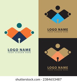Icono del logotipo de educación abstracta. Resumen gráfico del logotipo de la escuela plana vectorial. bueno para la industria, los negocios y la educación.