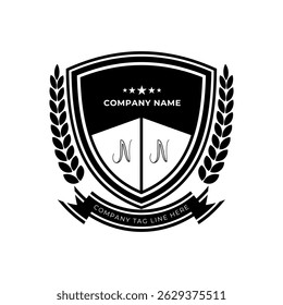 Abstract education style N letter with shield logo design.Education concept logo design