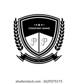 Abstract education style P letter with shield logo design.Education concept logo design