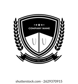 Abstract education style V letter with shield logo design.Education concept logo design