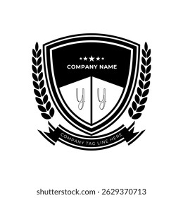 Abstract education style Y letter with shield logo design.Education concept logo design