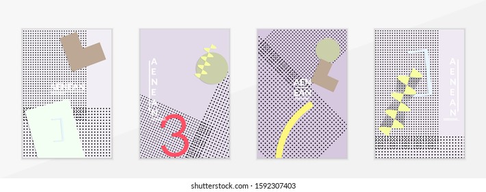 Abstract educational background. Top view of teacher table with paper cut geometric shapes, paper sheets. Elementary school art and craft lesson. Pastel colors. Flat lay vector craft paper style.