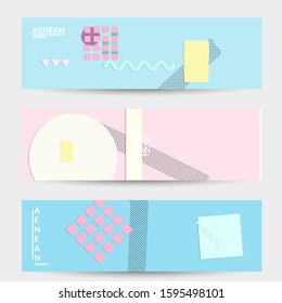 Abstract educational background. Top view of teacher table with paper cut geometric shapes, paper sheets. Elementary school art and craft lesson. Pastel colors. Flat lay vector craft paper style.