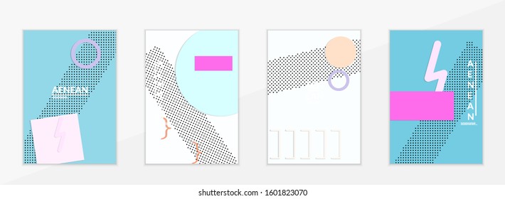 Abstract educational background. Top view of teacher table with paper cut geometric shapes, paper sheets. Elementary school art and craft lesson. Pastel colors. Flat lay vector craft paper style.