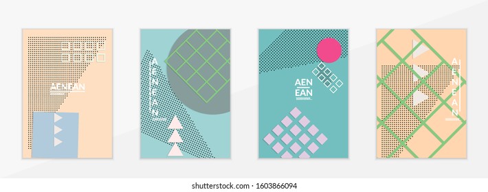 Abstract educational background. Top view of teacher table with paper cut geometric shapes, paper sheets. Elementary school art and craft lesson. Pastel colors. Flat lay vector craft paper style.