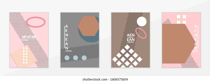 Abstract educational background. Top view of teacher table with paper cut geometric shapes, paper sheets. Elementary school art and craft lesson. Pastel colors. Flat lay vector craft paper style.