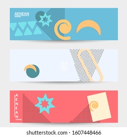 Abstract educational background. Top view of teacher table with paper cut geometric shapes, paper sheets. Elementary school art and craft lesson. Pastel colors. Flat lay vector craft paper style.