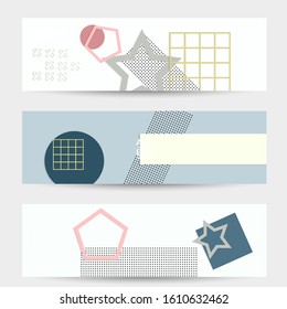 Abstract educational background. Top view of teacher table with paper cut geometric shapes, paper sheets. Elementary school art and craft lesson. Pastel colors. Flat lay vector craft paper style.