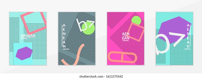Abstract educational background. Top view of teacher table with paper cut geometric shapes, paper sheets. Elementary school art and craft lesson. Pastel colors. Flat lay vector craft paper style.