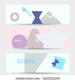 Abstract educational background. Top view of teacher table with paper cut geometric shapes, paper sheets. Elementary school art and craft lesson. Pastel colors. Flat lay vector craft paper style.