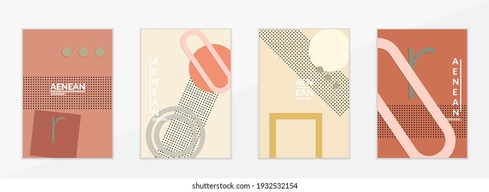 Abstract educational background. Top view of teacher table with paper cut geometric shapes, paper sheets. Elementary school art and craft lesson. Pastel colors. Flat lay vector craft paper style.
