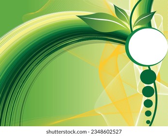 abstract effect background with green leaf, vector illustration