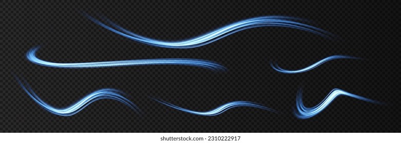 Abstract effect of movement with the speed of light. Blue spiral glow effect. Magic shiny line.Neon.