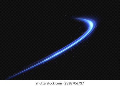 Abstract effect of movement with the speed of light. Blue spiral glow effect. Magic shiny line. Neon. Background.