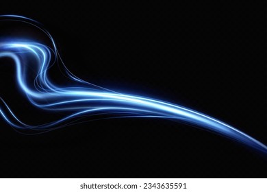 Efecto abstracto del movimiento con la velocidad de la luz. Efecto de resplandor espiral azul. Línea brillante mágica. Neon. Antecedentes.