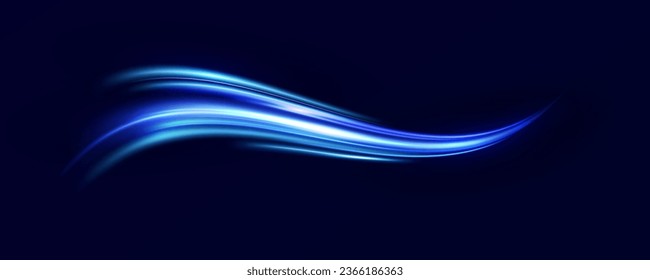 Abstract effect of movement with the speed of light. Blue spiral glow effect. Magic shiny line. Neon. Background.