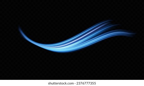 Abstract effect of movement with the speed of light. Blue spiral glow effect. Magic shiny line. Neon. Background