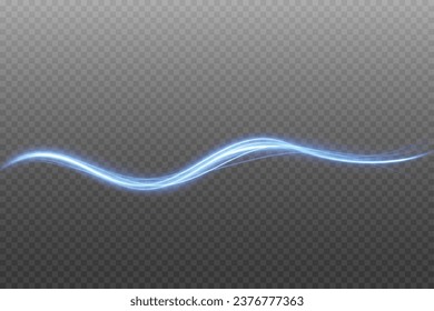 Efecto abstracto del movimiento con la velocidad de la luz. Efecto de resplandor espiral azul. Línea brillante mágica. Neon. Antecedentes