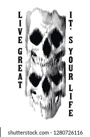 abstract effect skull and typography.graphic design suitable for use in t shirts.