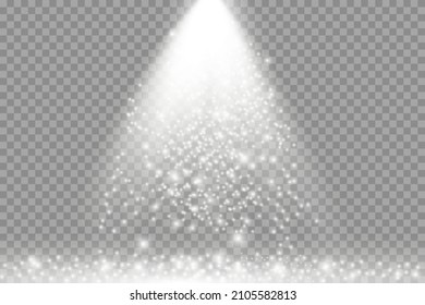 Abstract effect. Vector circle glitter effect on transparent background. Highlights illustration.
Realistic rays. Light effect. Warm flare effect.